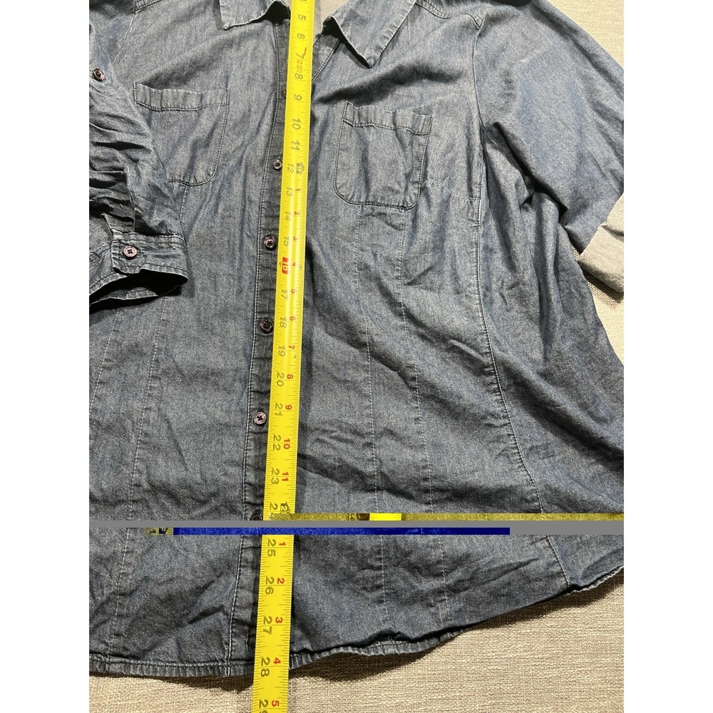 St. John's Bay unisex Blue Denim Cotton Button-Up Shirt Pockets Big & Tall 1X - Picture 7 of 8